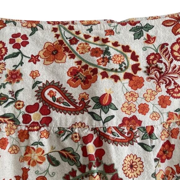 Christopher & Banks White Red Floral Beaded Linen Cotton Beaded Skirt Size 16 - Picture 11 of 16